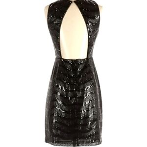 BCBGMaxAzria Black Sequined Backless Designer Dress Sequins Sparkle Mini LBD 0 2